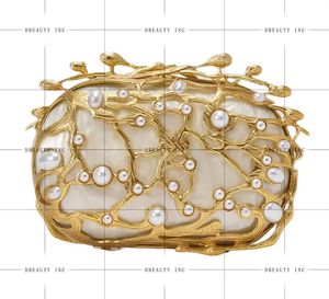 Bolso de Mano Acrílico para Mujer con Marco Metálico y Decoración de Perlas, Elegante Bolso de Noche para Bodas, Fiestas y Uso Casual - Product Image 2