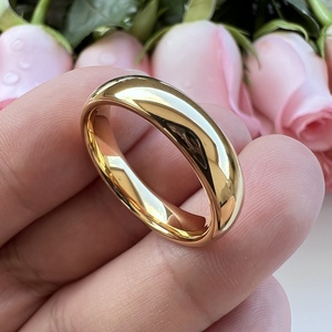 Coolstyle 보석 도매 Dropshipping 5mm 골드 도금 패션 약혼 웨딩 밴드 텅스텐 카바이드 반지 여성 남성 - Product Image 3