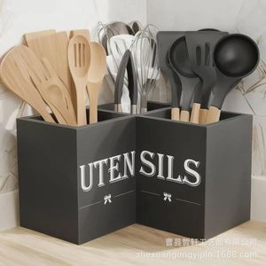 Kitchen Utensils Storage Box <b>Corner</b> Organizer Multi Function Wooden Cutlery Holder Kitchen Storage <b>Cabinet</b> Organizer - Product Image 2