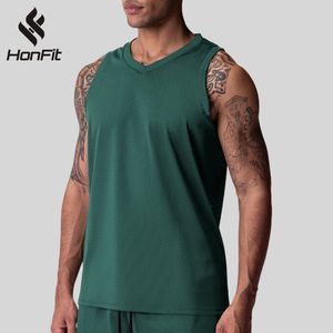 HONFIT con Logo personalizzato gilet atletico solido di alta qualità 100% canotta Fitness da palestra in poliestere per uomo ad asciugatura rapida canotta da uomo - Product Image 1
