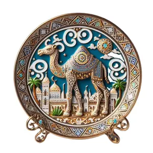 Custom logo 3d camel alloy metal moroccan souvenir plate