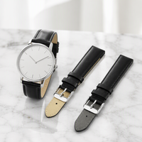 Bracelet de montre en cuir tendance, vente directe d'usine, bracelet de montre en cuir noir 18 mm, bracelet de montre en cuir de vachette véritable