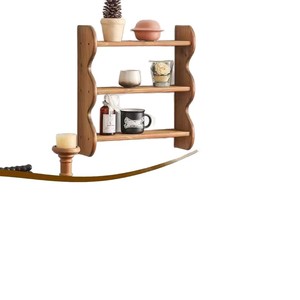 Solid Wood Wall <b>Shelf</b> 3 Layers Wall Mounted Storage <b>Rack</b> For Living Room Bedroom Decorative Display <b>Shelves</b> - Product Image 2