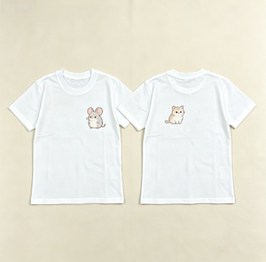 T-shirt blanc à manches courtes pour homme, imprimé souris et chat de dessin animé, coupe décontractée, tricoté, respirant, logo frontal - Product Image 1