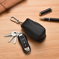 Étui porte-clés de voiture en cuir PU avec fermeture éclair et crochet métallique, sac de rangement portable pour télécommande de voiture – Grande Vente