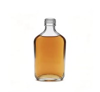 Bouteille en verre plate simple Sishang 250 ml avec couvercle minimaliste, scellée, pour spiritueux et boissons, durable, élégante, réutilisable, pour cuisine et bar