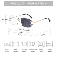 Lunettes photochromiques anti-lumière bleue UV400, verres à teinte variable, montures sans cerclage taillées au diamant pour hommes et femmes