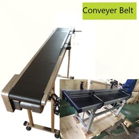 Ligne de production d'imprimantes à jet d'encre pour codes de date avec courroie transporteuse portable en caoutchouc/PVC à vitesse réglable et garde-corps