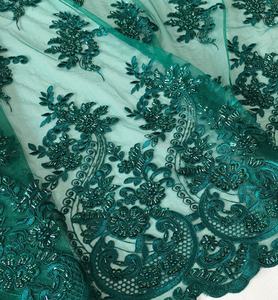 सबसे अच्छा बेच उच्च गुणवत्ता हरी कढ़ाई tulle भारी मनके फीता कपड़े/थोक के लिए कपड़े पार्टी पोशाक - Product Image 2