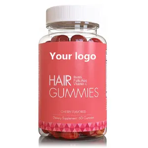 Bán buôn OEM màu xanh tăng trưởng tóc gummy vitamin Biotin Gummies tóc mạnh mẽ phát triển móng tay da Gummy với nhãn hiệu riêng