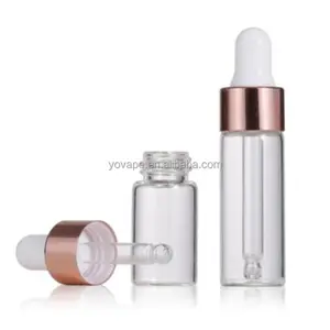 Rts mini lọ nhỏ 2 ml 2 ml 3 ml 1 ml dầu sơn móng tay tinh dầu Huyết Thanh Thủy Tinh Nhỏ GiọT Pipette chai với vàng bạc cap