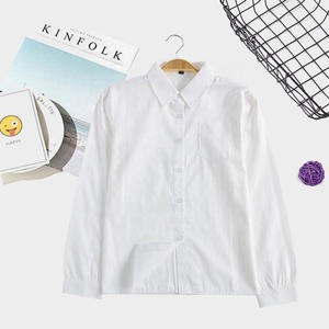Camisa Branca de Manga Longa Não Transparente para Uniforme Escolar com Lapelas Anguladas - Product Image 3