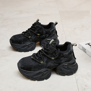 Chaussures noires pour femmes, chaussures rehaussantes, respirantes, personnalisées, décontractées et sportives, chaussures de créateur - Product Image 1