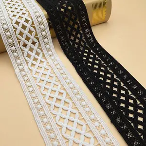 Accessori per abbigliamento in seta di latte con ricamo di alta qualità tessuto venezia prezzo all'ingrosso nero bianco francese pizzo per abiti da sposa