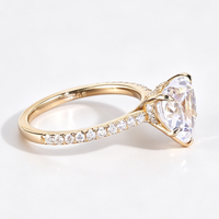 Bague de fiançailles en argent sterling 925 plaqué or avec diamant moissanite taille cœur certifié GRA