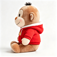 Peluche singe personnalisée en coton PP doux, motif dessin animé, avec sweat à capuche rouge et étoile jaune, adorable jouet en peluche singe