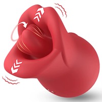 Vibrateur 3-en-1 réaliste en forme de rose rouge, avec fonctions de succion et de léchage, pour femmes
