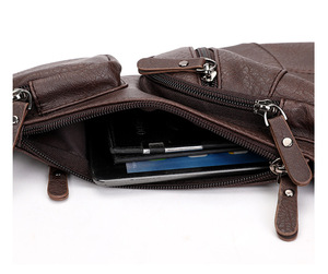 กระเป๋าคาดลำตัวหนัง PU คุณภาพสูง น้ำหนักเบา ป้องกันการโจรกรรม สไตล์วินเทจ หลายช่องใส่ของ สำหรับผู้ชาย กระเป๋าอเนกประสงค์ - Product Image 5