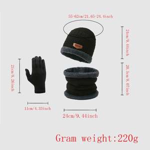 Conjunto de Gorro, Bufanda y Guantes de Invierno para Hombre, a Prueba de Viento, Cuello Cálido de Punto, 3 Piezas, para Ciclismo - Product Image 6