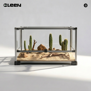 Terrario Grande para Reptiles Cleen, con Doble Puerta, Apilable, de Vidrio, Recinto de Alimentación para Lagartos y Geckos - Product Image 1