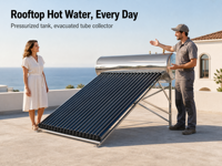Chauffe-eau solaire compact intégré sous pression 200L 300L avec panneau collecteur pour système d'eau chaude domestique