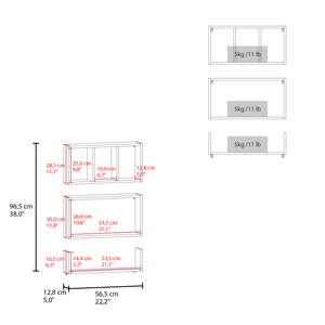 Wall <b>Mounted</b> Floating Shelves Set Of 3 Rectangular Display Racks Modern Home Organizer - Product Image 6