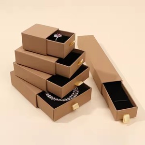 Biểu Tượng Tùy Chỉnh Kraft Giấy Hộp Đồ Trang Sức Với Các Tông Trượt Đá Cẩm Thạch Vòng Cổ Ngăn Kéo-Nhung Bọt Chèn Thanh Lịch Trượt Thiết Kế - Product Image 4