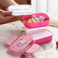 Boîte à lunch double couche pour enfants cartoon boîte à lunch portable en plastique frais scellé pour étudiants