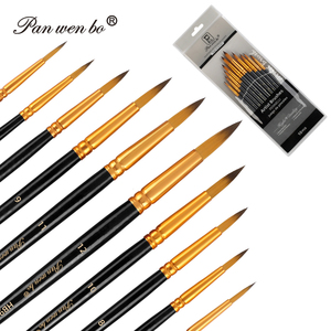 <span class=keywords><strong>Pennelli</strong></span> personalizzati Panwenbo dipingono 10 pezzi <span class=keywords><strong>pennelli</strong></span> piatti e con punta di Roun Set di <span class=keywords><strong>pennelli</strong></span> <span class=keywords><strong>per</strong></span> artisti - Product Image 2
