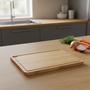 Planche à découper KESPER en bambou rectangulaire avec rainure pour usage en cuisine - Product Image 3