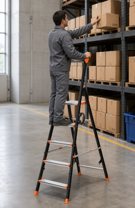 Échelle pliante double face en A avec <span class=keywords><strong>marches</strong></span> larges à nervures et étais de soutien renforcés pour la maintenance à domicile et en entrepôt - Product Image 2