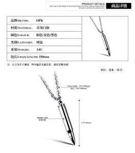 Collar de Acero Inoxidable 316L para Hombre, Estilo Hip Hop, Resistente al Agua, Sin Decoloración, Sin Deslustre, con Colgante de Bala, de Acero de Titanio - Product Image 3