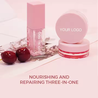 Masque de gommage pour soin des lèvres végétalien personnalisé sans cruauté Kit de glaçure rose Huile pour les lèvres Vente en gros Marque privée Ensemble de soins des lèvres 3-en-1 à la pêche