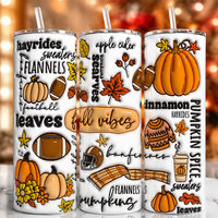 Gobelet isotherme droit personnalisé en usine de 20 oz – Ambiance automne, citrouille, saison effrayante, cadeaux d'Halloween, tasse de voyage pour café