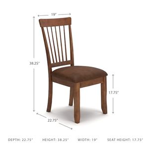 <strong>Spindle</strong> Back 18" Dining <strong>Chairs</strong> (Set of 2) - Rustic Light Brown with Upholstered Cushioned Seat - Product Image 3