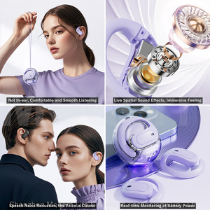 Écouteurs intra-auriculaires M112 avec crochet d'oreille, écouteurs sportifs translucides et élégants avec son surround stéréo 9D et micros ENC à réduction de bruit - Product Image 5