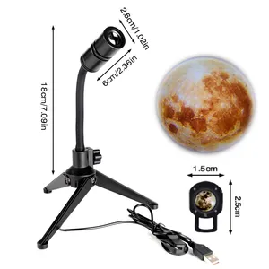 Lámpara Led de proyección de Luna tierra 2 en 1, proyector de cielo estrellado con USB giratorio 360, luz nocturna para decoración de dormitorio y hogar