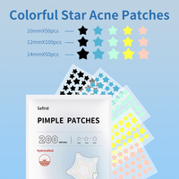 Patchs anti-acné hydrocolloïdes en forme d'étoile colorés, autocollants pour boutons, 200 pièces, couvre-boutons décoratifs mignons, imperméables pour le visage