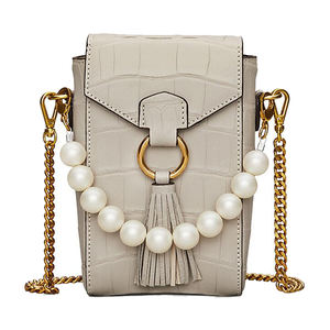 Diseñador de calidad superior cocodrilo Piel de piel de cocodrilo funda para teléfono móvil monedero bandolera con borla - Product Image 2