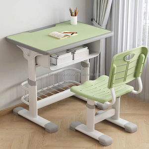 Ensemble de bureau et chaise d'école élémentaire réglables en hauteur, minimalistes, en bois, pour salle de réunion, salle de classe, étudiants - Product Image 5