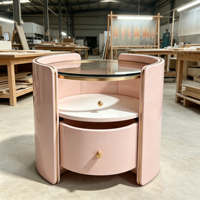 Table de chevet ronde minimaliste italienne, table de chevet moderne incurvée, table d'appoint de luxe avec rangement pour chambre à coucher