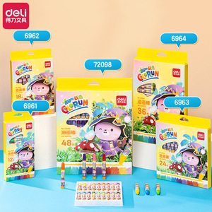 Pastel à l'huile hexagonal Deli 12/18/24/36 couleurs, cire à dessin pour enfants, application de couleur lisse - Product Image 4