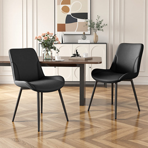 Modern Faux Leather Dining Chair with Ergonomic <b>Backrest</b> Stable Design Armless Crossed Legs for Home Office & Hotel Use - Product Image 1