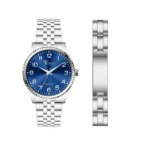 Ensemble montre et bracelet pour homme Verve Craft avec mouvement à quartz, cadran rond et lunette texturée, idéal pour les affaires et le port quotidien.