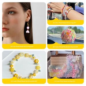 Kit de perles à thème coloré pour loisirs créatifs, mélange de perles en argile polymère et en verre avec breloques en alliage pour la fabrication de bracelets d'amitié - Product Image 2