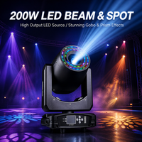 Professional 200W LED Beam Spot Moving Head Light with LED Halo Ring Effect DMX512 Stage Lighting for DJ Disco Nightclub