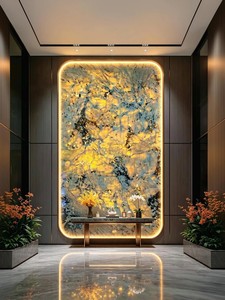 Translucent Quartzite Stone Slab Backlit Wall Panel Luxury TV <strong>Background</strong> Villa Interior Decoration Custom Size - Product Image 6