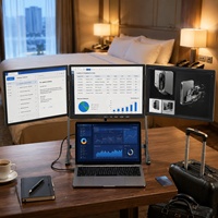 Moniteur portable triple IPS LCD commercial, 3 écrans de 15,6 pouces, corps en aluminium, 100 % sRGB, type C, pour équipement de bureau d'entreprise