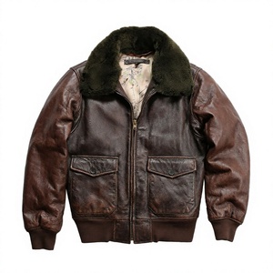 Chaqueta Bomber de Cuero Genuino para Hombre, Resistente al Agua, Forro de Piel de Oveja, con Logotipo Personalizado, Cuello Alto, Cierre de Cremallera, Ropa de Invierno - Product Image 4