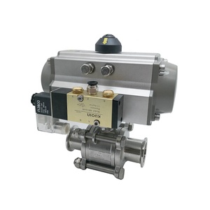 Brújula 24V solenoide sanitario acero inoxidable aluminio neumático tres piezas Tri abrazadera válvula de bola para medios de agua - Product Image 6